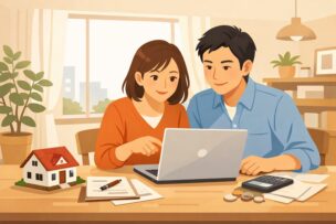 住宅ローンの内容を確認する夫婦のイメージ
