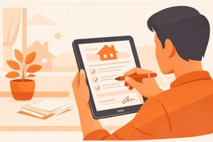 住宅ローンの申込画面を確認するイメージ