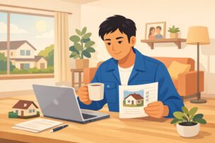 住宅ローンの返済計画を立てる会社員のイメージ