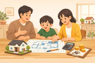 住宅ローンと家づくりの資金計画をするイメージ