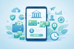 スマホで利用するインターネット銀行のイメージ