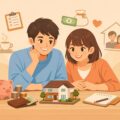 年収300万円台でマイホーム購入を検討する若い夫婦のイメージ