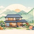 フラット35の金利推移と住宅ローン金利の上昇をイメージしたイラスト