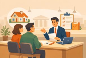 三菱UFJ銀行の住宅ローン審査を相談するイメージのイラスト