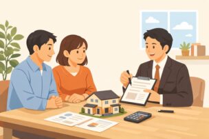 フラット35の審査について相談する夫婦のイメージ