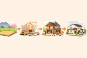 注文住宅の建築とつなぎ融資の資金の流れのイメージ