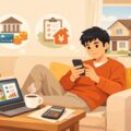 スマホで住宅ローンを管理するネット銀行利用者のイメージ