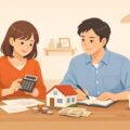 フラット35の借入可能額を試算する夫婦のイメージ