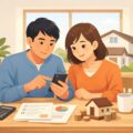 スマホで住宅ローンの審査条件を確認する夫婦のイメージ
