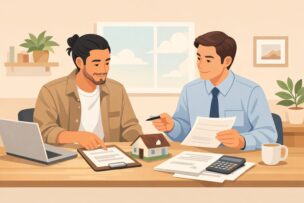 住宅ローンの審査基準を確認する会社員と自営業者のイメージ