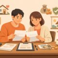 住宅ローンの審査書類を確認する夫婦のイメージ