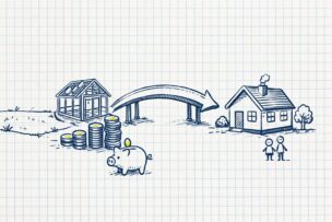 注文住宅の建築中の支払いをつなぎ融資で橋渡しするイメージ