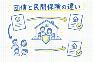 フラット35の団信と収入保障保険を比べるイメージ