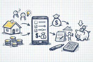 スマホで住宅ローンの条件を確認するイメージ
