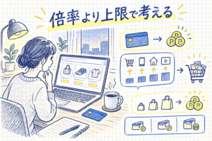 ノートパソコンでネットショッピングをしながらクレジットカードを手にするイメージ