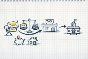 会社員の副収入と確定申告・住民税の申告の関係を表したイメージ