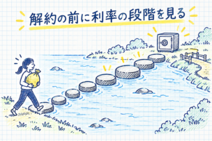 定期預金を満期前に解約したときの利率の段階を表したイメージ