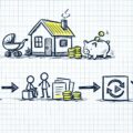 育休中に住宅ローンを検討する子育て世帯のイメージ