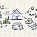 納税書類と住宅模型のイメージ