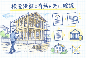 建築中の木造住宅を検査する様子のイメージ